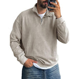 Men's Solid Color Lapel Zipper Sweatshirt 52317136Y