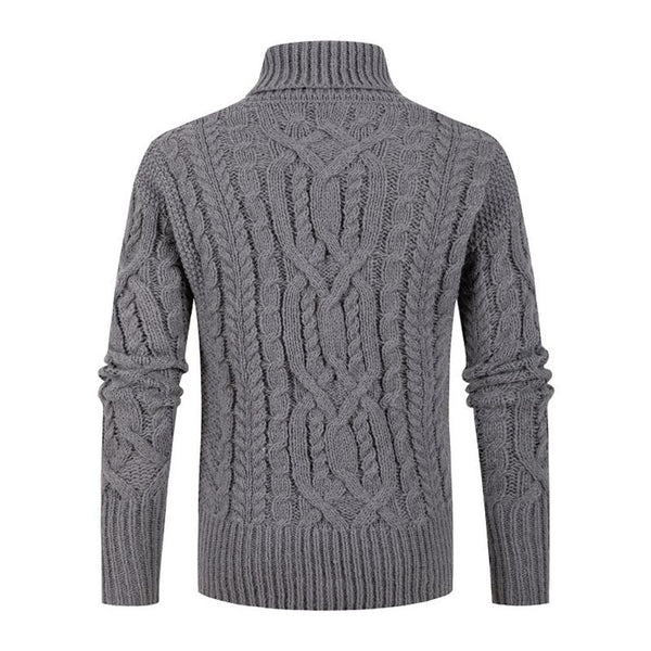 Men's Solid Color Cable Lapel Long Sleeve Sweater 78892804Z