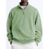 Men's Casual Solid Color Half Zip Turtleneck Long Sleeve Sweatshirt 20124824Y