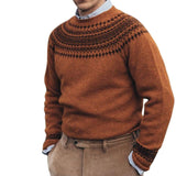 Men's Classic Retro Casual Stitching Crew Neck Sweater 24985099K