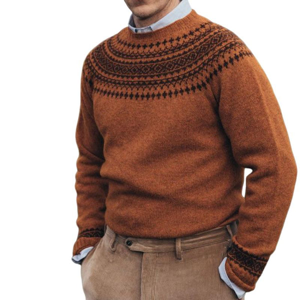 Men's Classic Retro Casual Stitching Crew Neck Sweater 24985099K