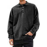 Men's Casual Lapel Loose Long-sleeved Polo Shirt 72037686M