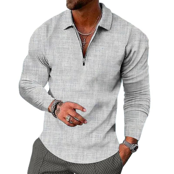 Men's Retro Casual Print Long Sleeve Polo Shirt 64751146TO