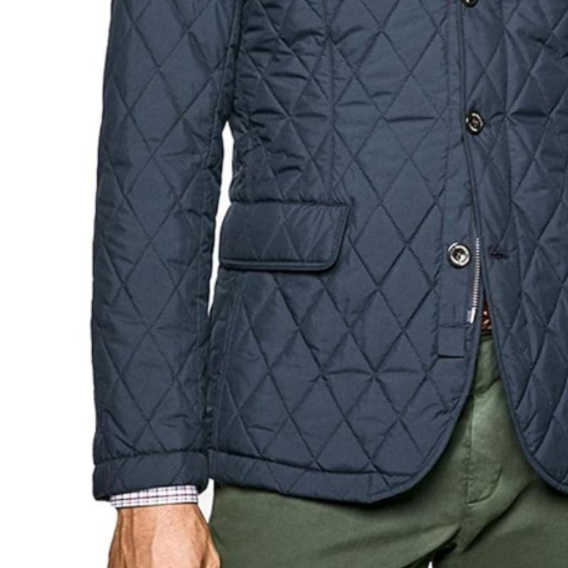 Men's Vintage Casual Quilted Patchwork Pocket Zipper Coat 61690016TO