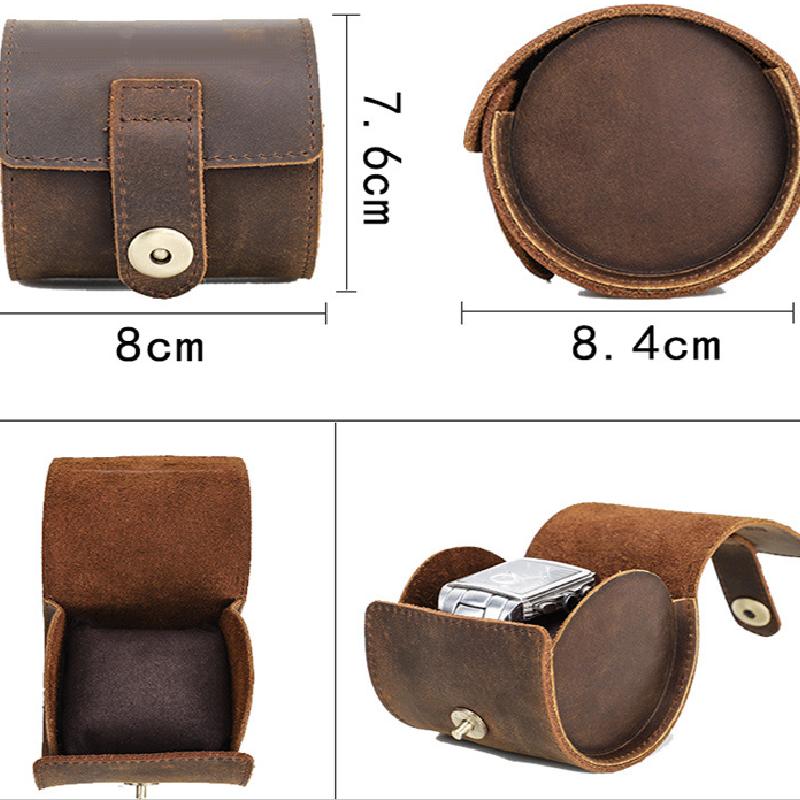 Men's Classic Vintage Portable Cowhide Watch Storage Bag 47707174K