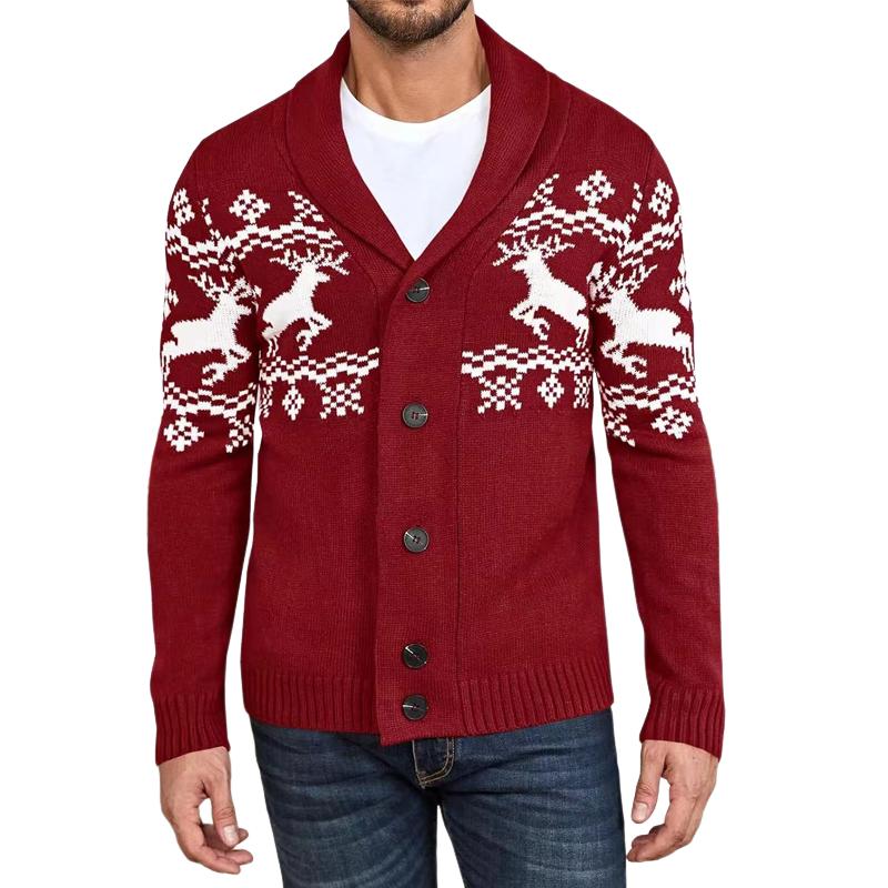 Giacca cardigan in maglia jacquard Elk da uomo 07067807X