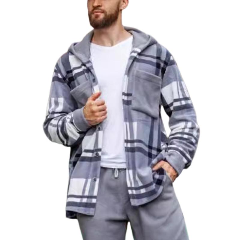 Men's Casual Flannel Warm Hooded Jacket 80867258F