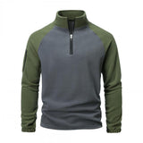 Men's Casual Outdoor Zipper Half Turtleneck Patchwork Fleece Sweatshirt 76829925M