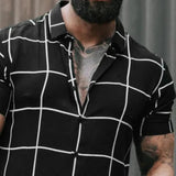 Men's Casual Plaid Print Short Sleeve Shirt 03611213TO