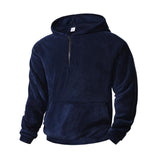 Men's Casual Solid Color Coral Fleece Loose Pullover Hoodie 67125056M