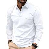 Men's Classic Long Sleeve Lapel Casual POLO Shirt 48604274F