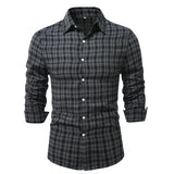 Men's Casual Brushed Plaid Long Sleeve Shirt 82349233Y