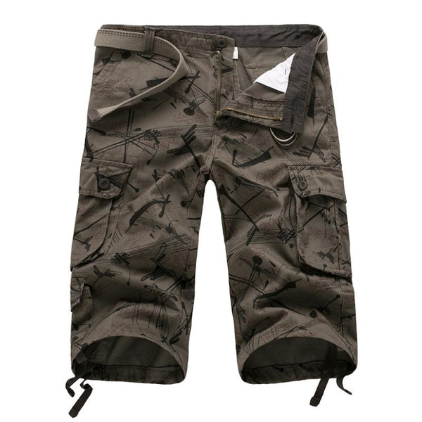 Men's Casual Outdoor Cotton Multi-Pocket Straight Cargo Shorts (Blet Excluded) 72616389M