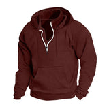 Men's Casual Zipper Stand Collar Loose Long Sleeve Hoodie 53913566M