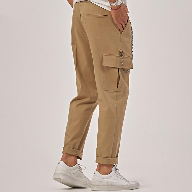 Men's Solid Straight Multi-pocket Casual Cargo Pants 84899078Z