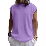 Men's Solid Color Vertical Stripes Round Neck Sleeveless T-shirt 32852979Z