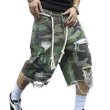 Men's Camouflage Washed Ripped Cropped Trousers 68286396Y