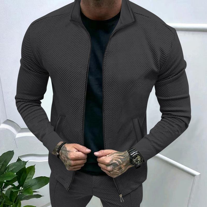 Giacca da uomo tinta unita con risvolto e cerniera a maniche lunghe 63154141Z