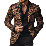 Men's Vintage Casual Leopard Print Single Breasted Blazer 80885986TO