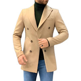 Men's Classic Wool Blend Peaked Lapel Double-breasted Slim-fit Coat 70329026M