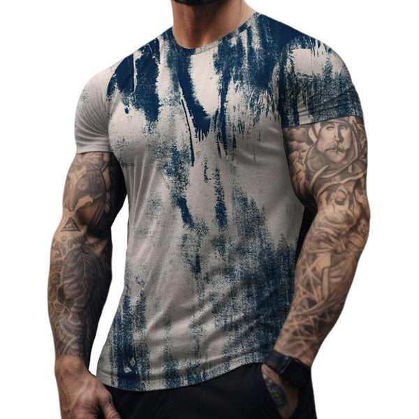 Men's Retro Crew Neck Printed Short Sleeve T-Shirt 68156143TO