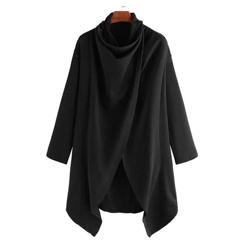 Men's Solid Gothic Style Pleated Long Sleeve Cape Coat 54287036Z