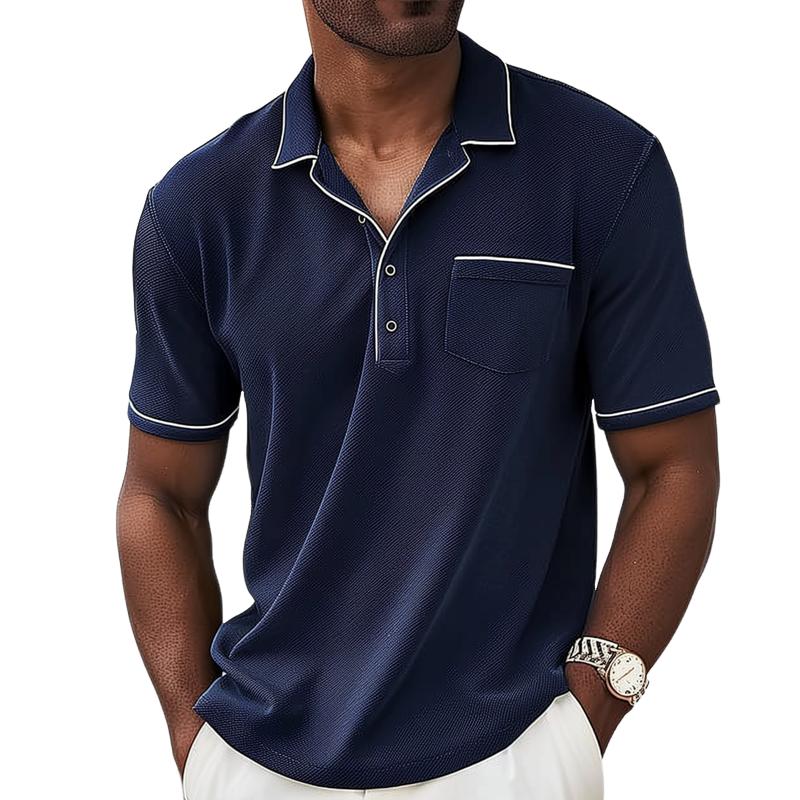 【24-Stunden-Versand】Kurzarm-Poloshirt mit Colorblock-Revers für Herren 48962120Z