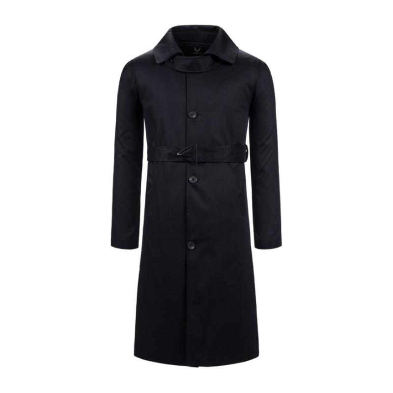 Men's Retro Classic Lapel Single Breasted Belt Long Trench Coat 55058957M