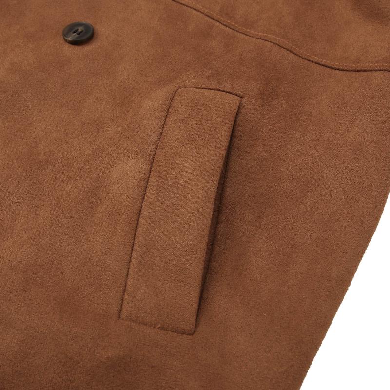 Men's Mid-length Lapel Suede Double-breasted Coat 58350255F