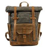 Men's Vintage Contrast Waterproof Canvas Multi-Pocket Backpack 05291124Y