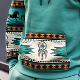 Men's Retro Casual Ethnic Style Geometric Print Hoodie 46560996TO