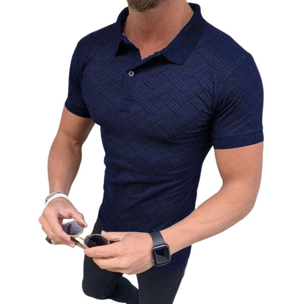 Men's Casual Retro Solid Color Printed Polo Shirt 09152837TO