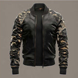 Men's Classic Retro Casual Stitching Camouflage Leather Jacket 18991830K