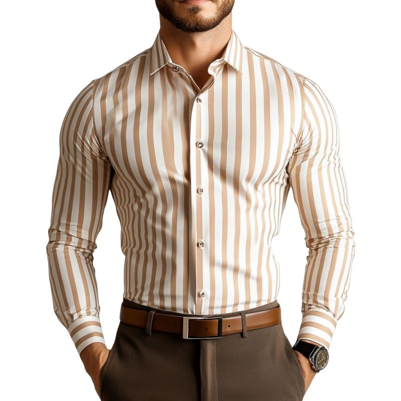 Men's Classic Vertical Striped Long Sleeve Shirt 78332718K