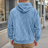 Men's Solid Color Jacquard Plush Warm Hooded Sweatshirt 89594811Y