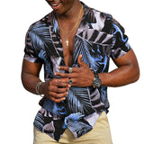Men's Casual Beach Lapel Print Shirt 19133465TO
