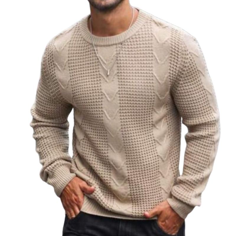 Men's Classic Comfort Slim Fit Patterned Round Neck Long Sleeve Sweater 34367159K