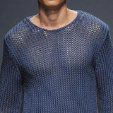 Men's Casual Fashionable Round Neck Long Sleeve Knitted Sweater 01869762K