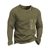 Men's Retro Casual Polar Fleece Pocket Crew Neck Sweatshirt 46881538TO