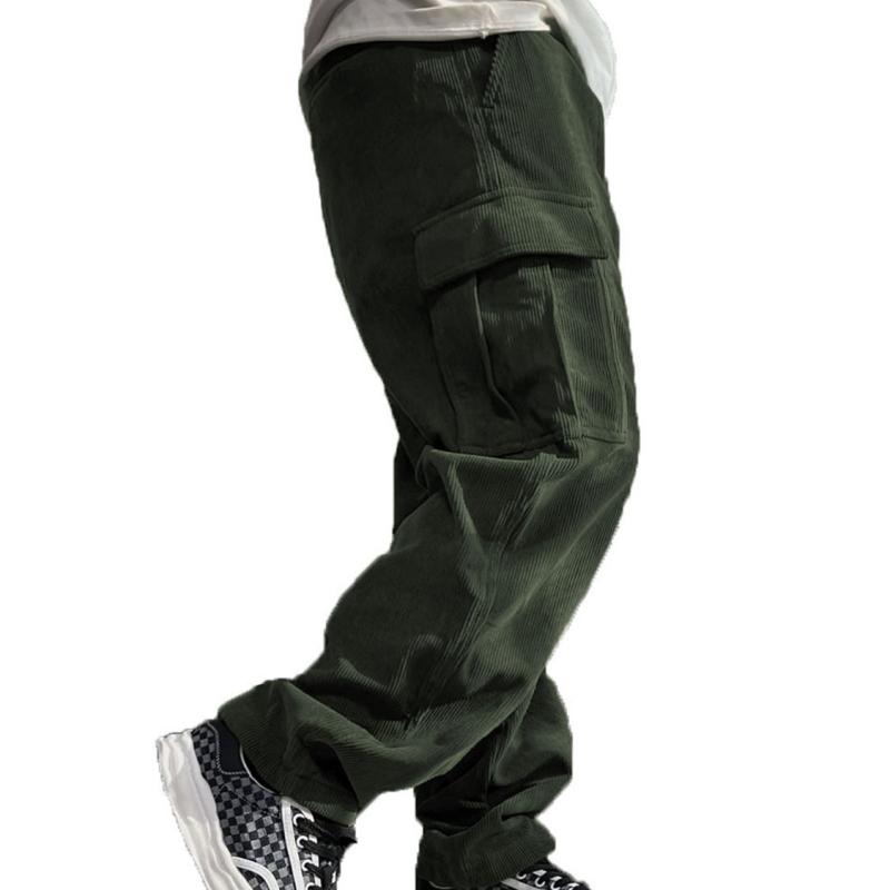 Pantalones cargo holgados de pana lisa con bolsillos para hombre 01308501Y