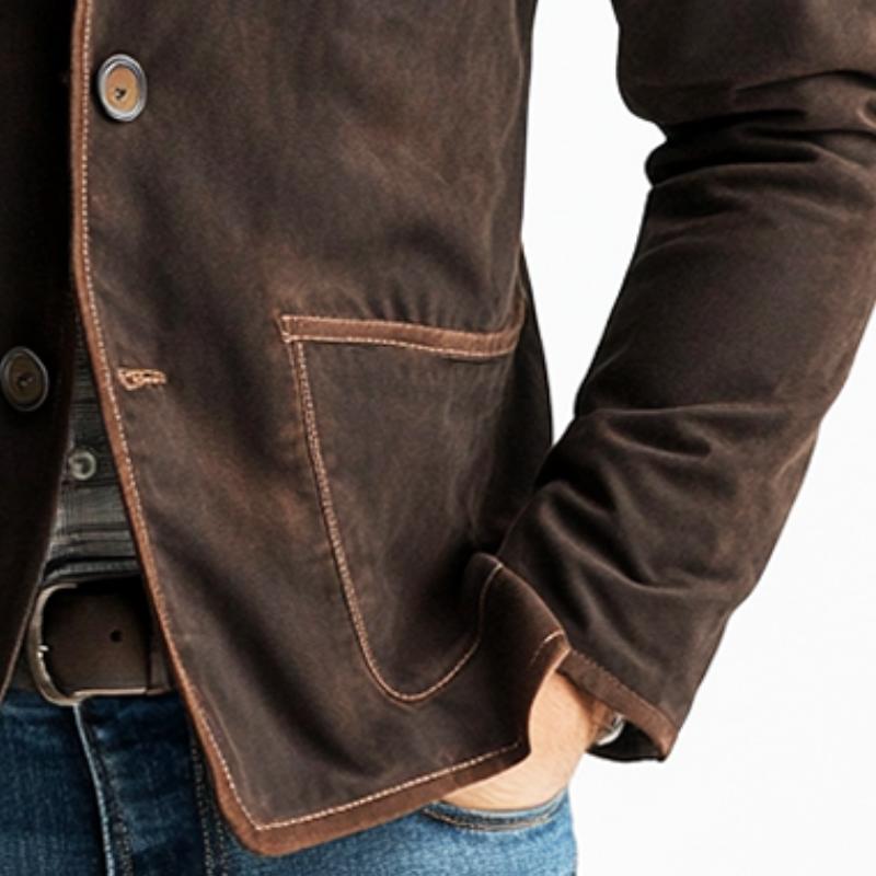 Men's Vintage Casual Distressed Multi-Pocket Lapel Jacket 10059445TO