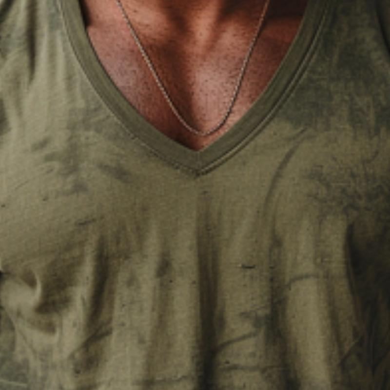 Men's Casual V-neck Printed Slim Fit Long Sleeve T-shirt 21697528M