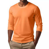 Men's Casual Cotton Blended Round Neck Slim Fit Long Sleeve T-Shirt 36082649M