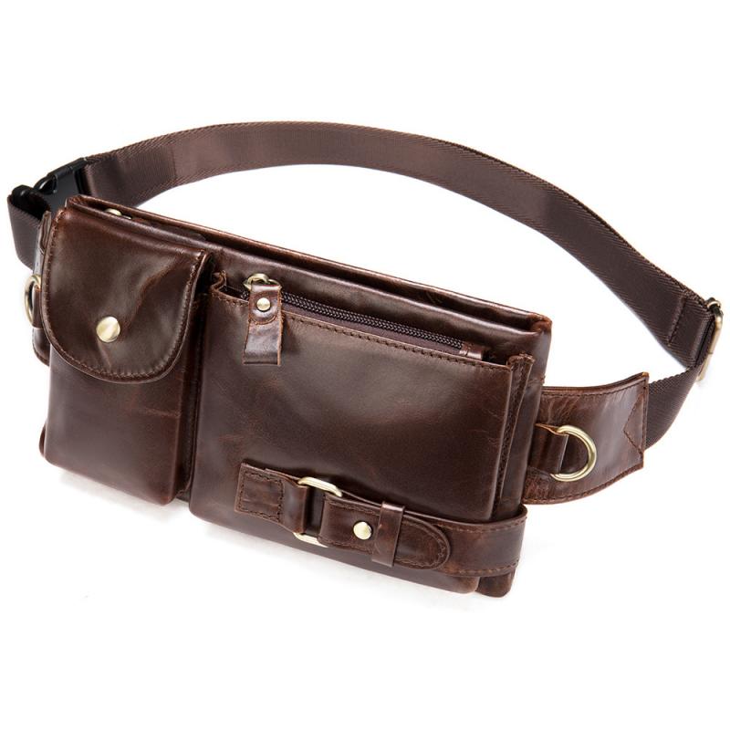 Men's Classic Genuine Leather Waist And Messenger Bag 80298381K