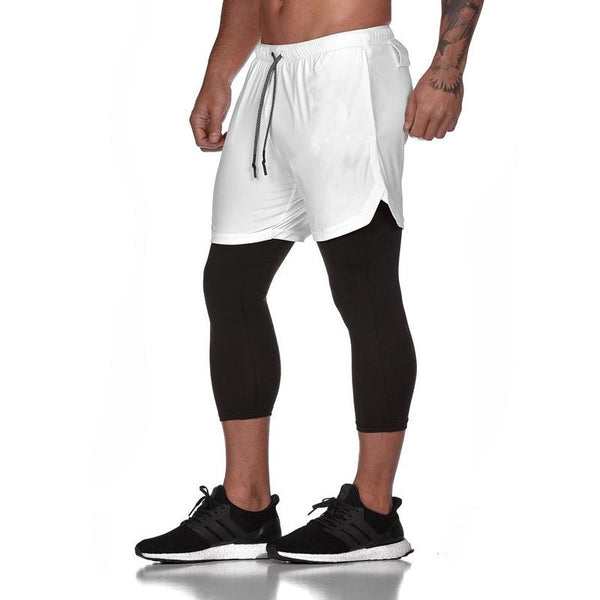 Men's Casual Fake Two-Piece Quick-Drying Sports Shorts 54972388M