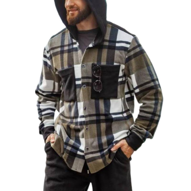 Men's Casual Flannel Warm Hooded Jacket 80867258F