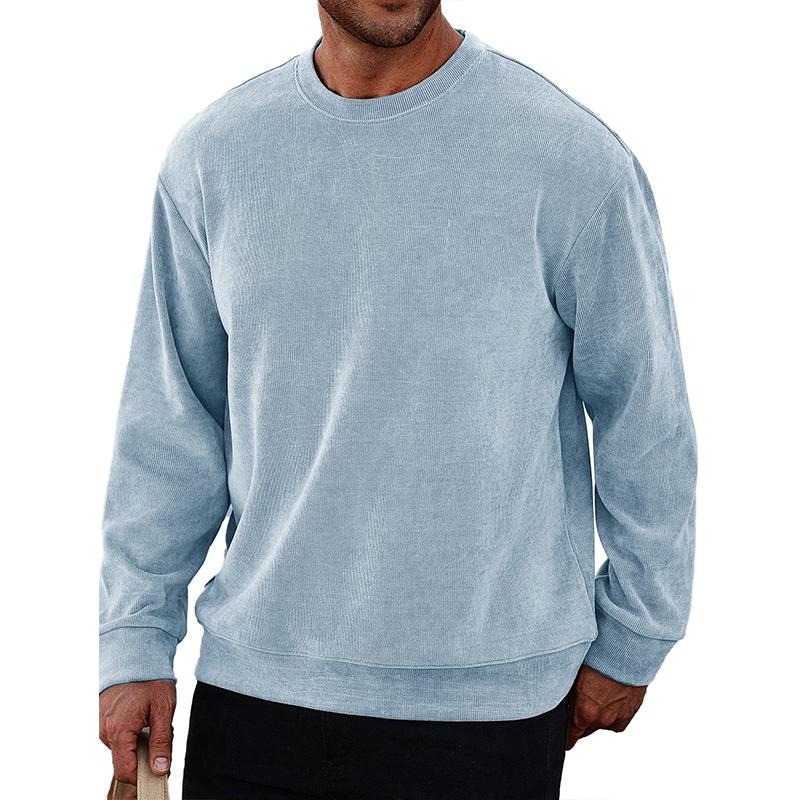 Men's Solid Color Loose Round Neck Long Sleeve Casual Sweatshirt 81572013Z