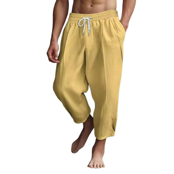 Men's Casual Cotton Linen Blended Breathable Loose Pants 45686667M