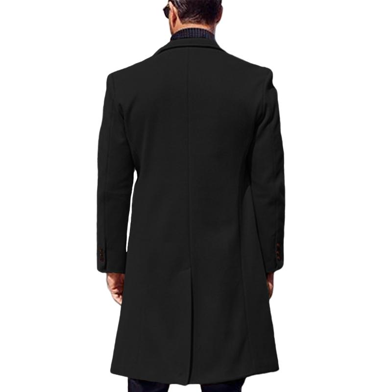 Men's Solid Color Double-breasted Mid-length Coat 40842413X