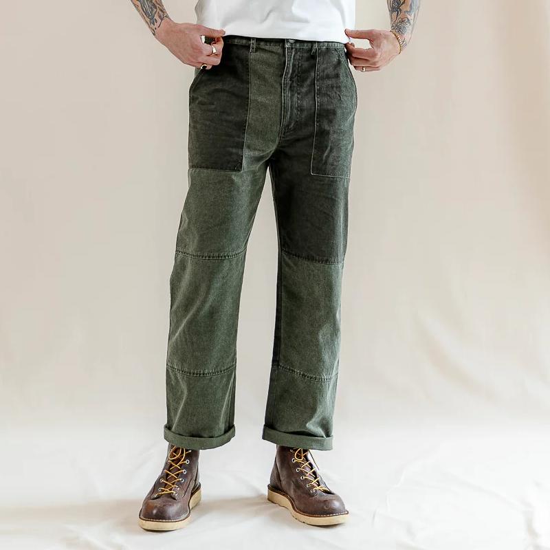 Men's Fashion Patchwork Washed Straight Denim Cargo Pants 14816031Z